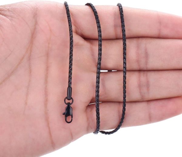 2mm Titanium Steel Unique Black Snake Chain Necklace for Men and Women, Twist Mens Chain - Image 3