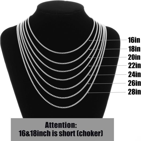 Cross Necklace for Men, Silver/Gold/Black Mens Cross Necklaces with 2.5mm Cross Chain and Stainless Steel Cross Pendant, Box Chain 16-24 Inch - Image 6