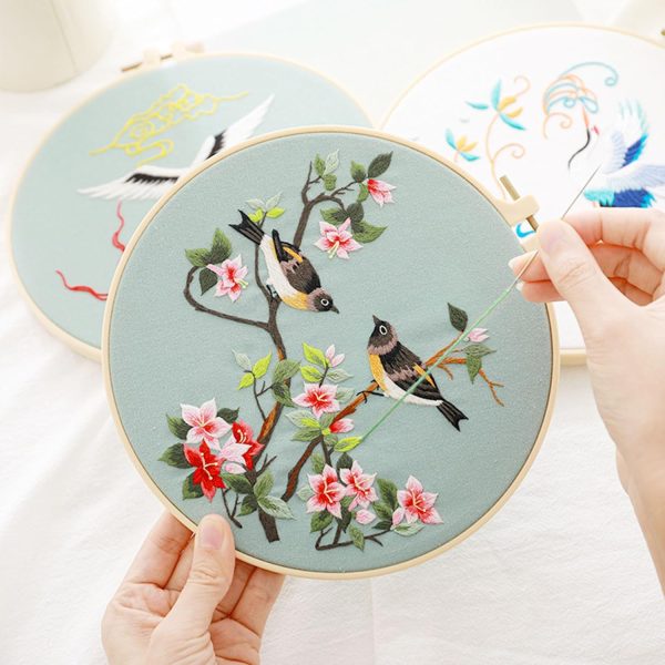 Ohcol 3 Pack Bird Embroidery Kits,Cross Stitch Kits Needlepoint Kits for Adults Beginner,Needle Point Kits with Washable Pre-Printed Pattern,3 Hoops,Women's Handcrafts - Image 2