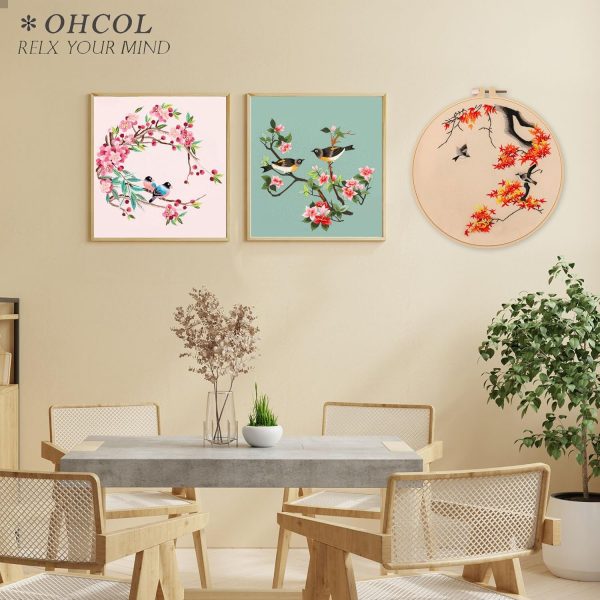 Ohcol 3 Pack Bird Embroidery Kits,Cross Stitch Kits Needlepoint Kits for Adults Beginner,Needle Point Kits with Washable Pre-Printed Pattern,3 Hoops,Women's Handcrafts - Image 4