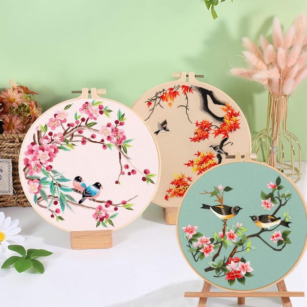Ohcol 3 Pack Bird Embroidery Kits,Cross Stitch Kits Needlepoint Kits for Adults Beginner,Needle Point Kits with Washable Pre-Printed Pattern,3 Hoops,Women's Handcrafts - Image 5