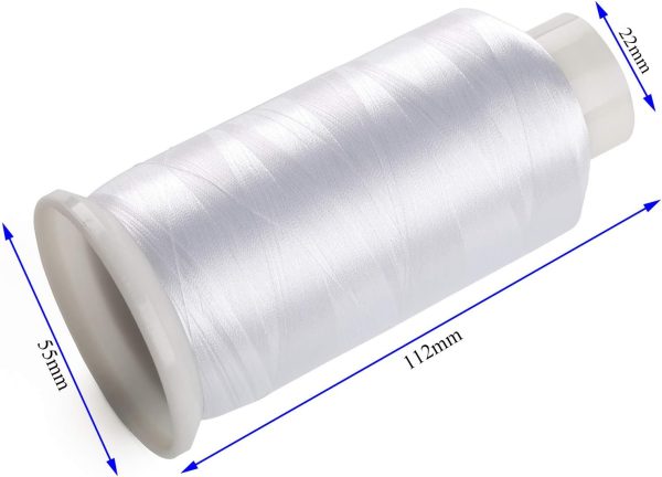 Simthread 2 Bobbin Thread for Sewing and Embroidery Machine 1 Black and 1 White 5500 Yards Each - 60WT Polyester Bobbin Fill Thread Bottom Threads - Image 2