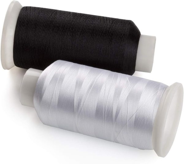 Simthread 2 Bobbin Thread for Sewing and Embroidery Machine 1 Black and 1 White 5500 Yards Each - 60WT Polyester Bobbin Fill Thread Bottom Threads - Image 5
