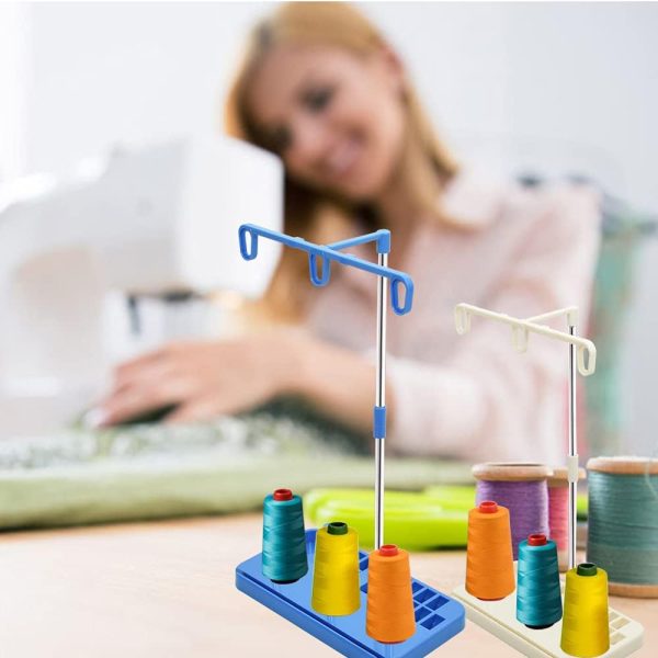 Vuzvuv 2 Pack Thread Holders - Organizer for Embroidery & Sewing Machines, Holds 3 Spools, Suitable for Beginners & Adults, White-Blue - Image 6