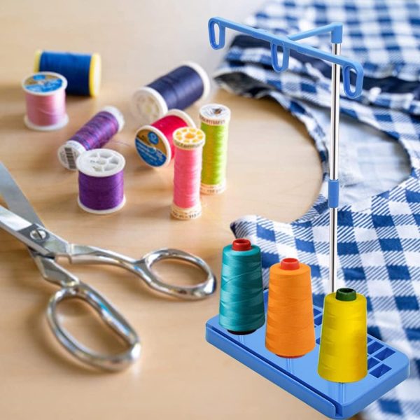 Vuzvuv 2 Pack Thread Holders - Organizer for Embroidery & Sewing Machines, Holds 3 Spools, Suitable for Beginners & Adults, White-Blue - Image 7